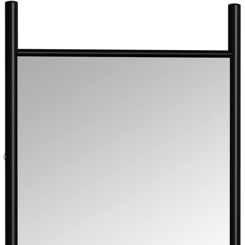 HomeRoots 71" Black Wood Leaning Ladder Framed Full Length Mirror - 31.50 in. x 70.87 in. x 1.57 in.