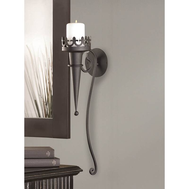 Gothic Candle Wall Sconce - 18.75" - Black