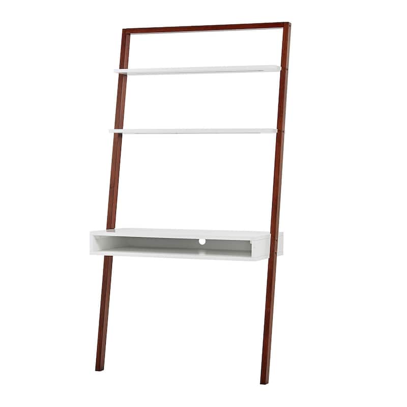 Ranell Leaning Ladder Shelves by iNSPIRE Q Modern - (1) Leaning Desk - Espresso and White Finish