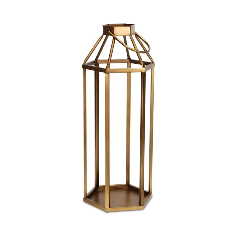 Golden Hexagon Tabletop Lantern - 31.5"