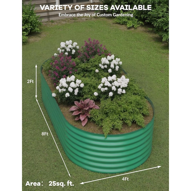 2-Pack Galvanized Steel Raised Garden Beds,Outdoor Deep Planter Box Kit with Tool