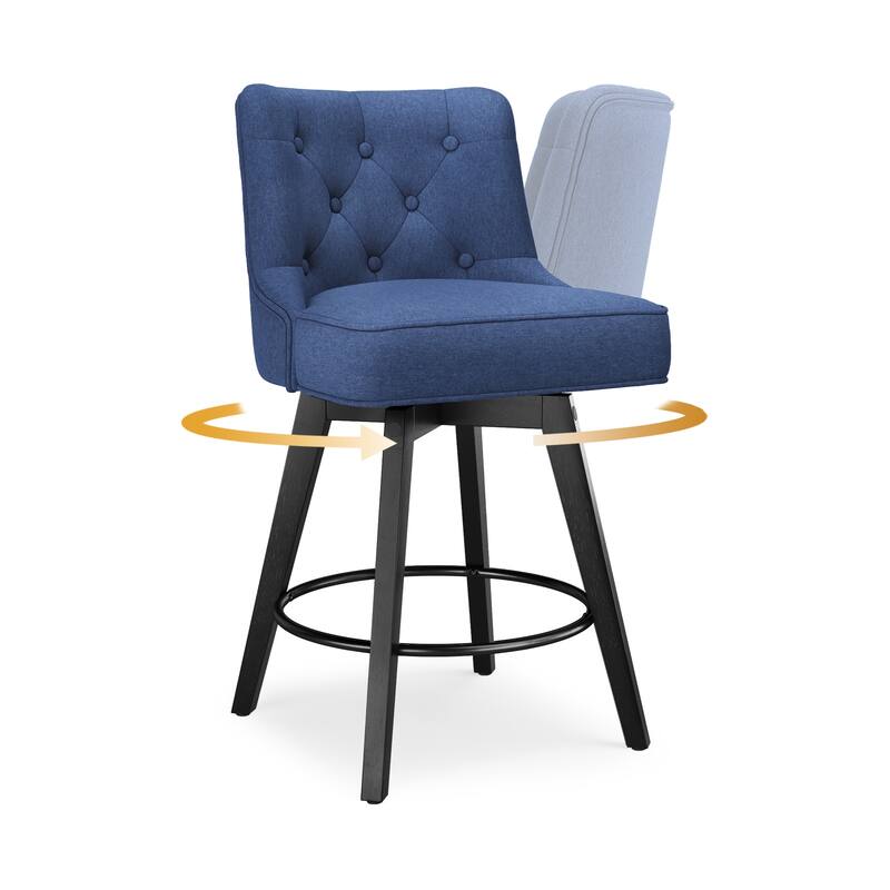 Modern 26 in. Barstool Counter Height Stool Upholstered Swivel Bar Stool with Back