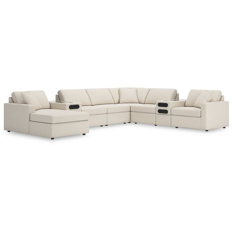 Signature Design by Ashley Modmax 8-Piece Sectional with Chaise and Audio Consoles - 157" W x 124" D x 36" H - Beige - Right Facing