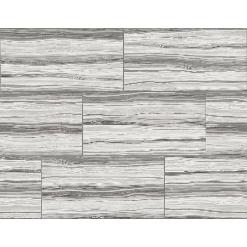 Seabrook Designs Pieced Faux Marble Unpasted Wallpaper - 27 in. W x 27 ft. L - Pewter