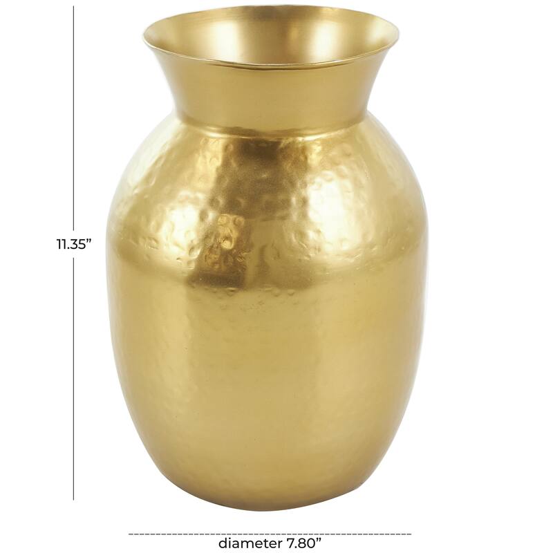 Metal Hammered Spotted Decorative Vase - Gold - Roche River Decor