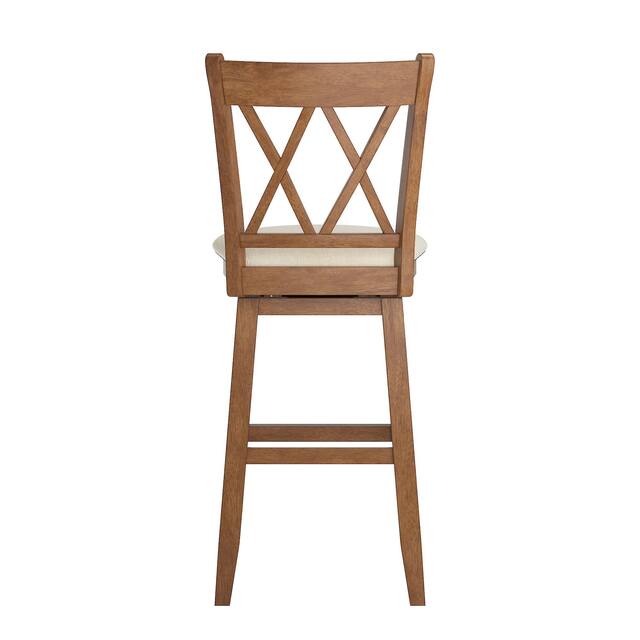 Eleanor Double X Back Wood Swivel Bar Stool by iNSPIRE Q Classic