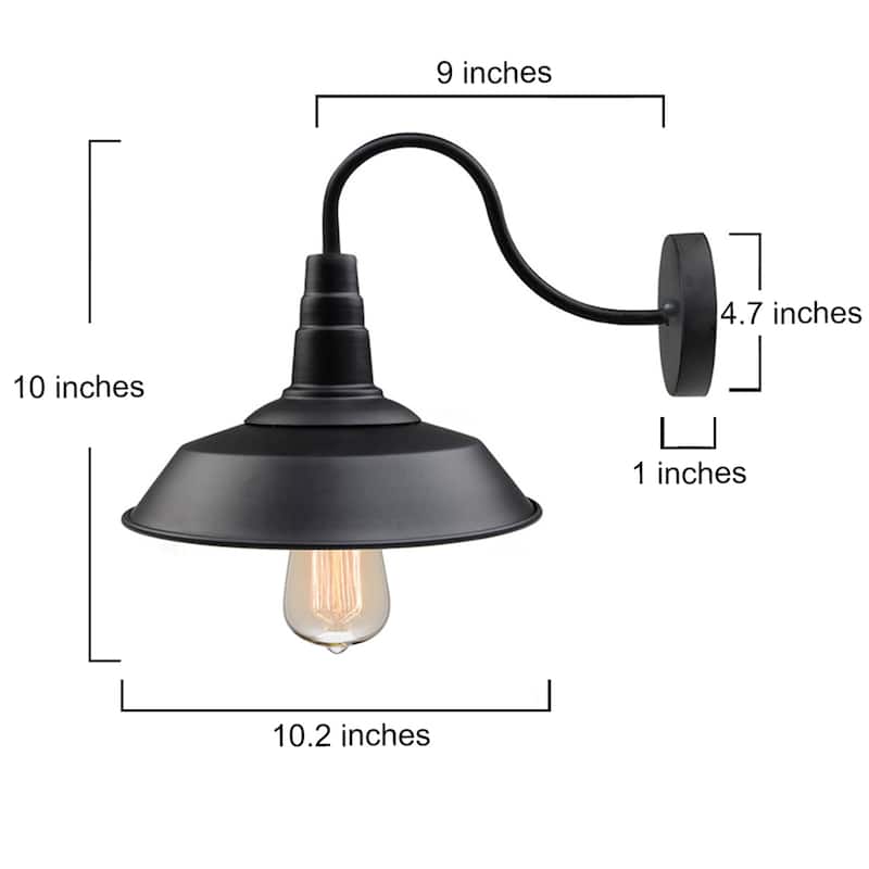 Carbon Loft 2 Set Black Gooseneck Industrial Wall Sconces Lights - W10.25"*E13.25"*H9.5"