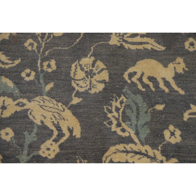 Hand Knotted Oriental 100% Wool Carpet Traditional All-Over Greys & Charcoal Ziegler Area Rug - 12' 2'' X 9' 0''