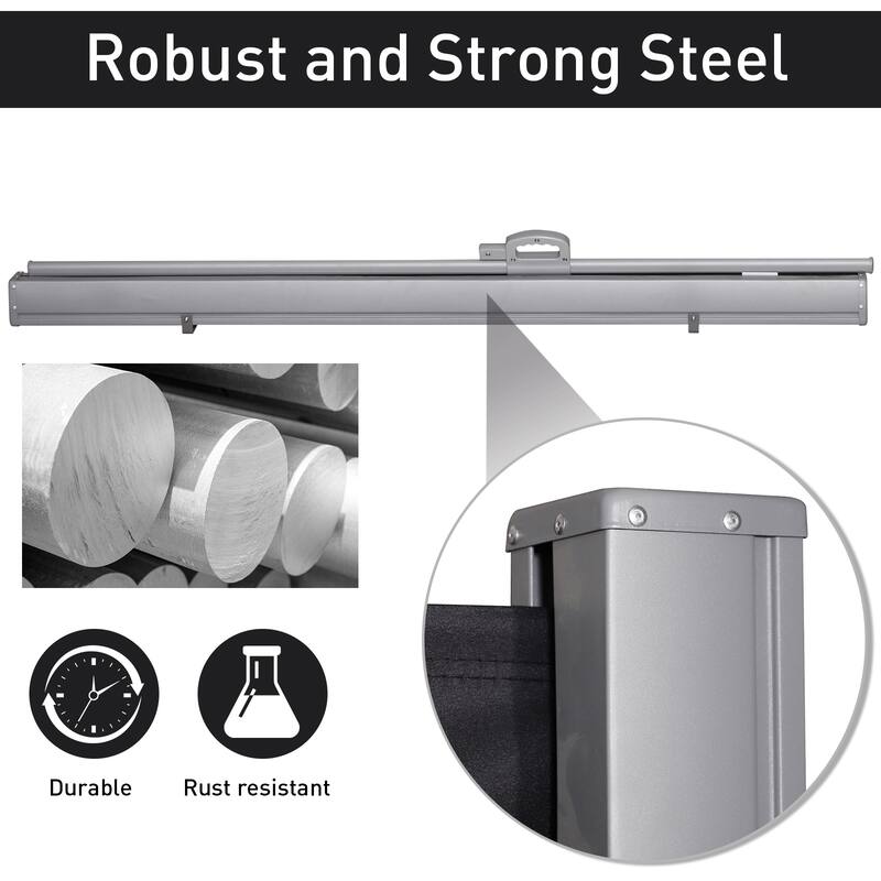 Outsunny Retractable Folding Side Awning Patio Outdoor Privacy Screen with Resistance to UV Rays & Wind, 5.25' High Grey