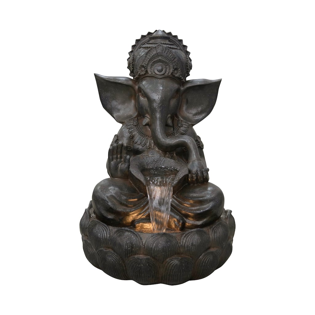 35In Ganesha Sculptural Outdoor Fountain With Ww LEDs