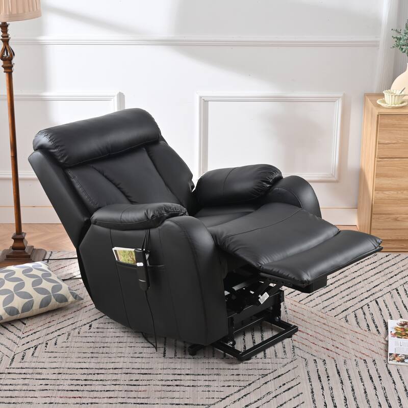 Blue Power Lift Recliner for Elderly with Remote & Side Pocket