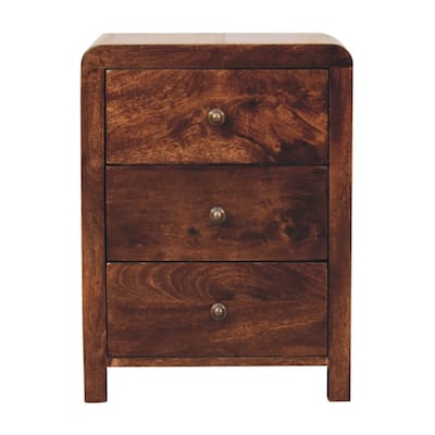 Artisan Furniture Solid Wood California Walnut Naya Bedside, Brown, 3 Drawers