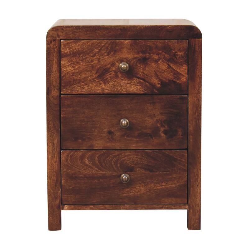 Artisan Furniture Solid Wood California Walnut Naya Bedside, Brown, 3 Drawers