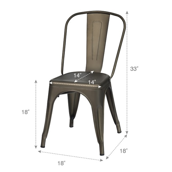 Set of 4 Dining Side Chair Stackable Bistro Cafe Metal Stool GunBlack - See details