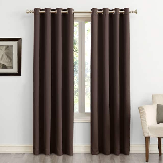 Sun Zero Hayden Energy Saving Blackout Grommet Curtain Panel - Single Panel - 54" x 108" - Chocolate