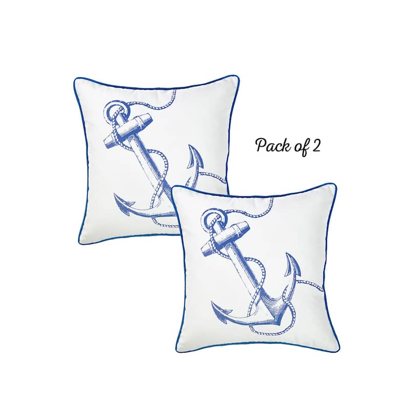 Nautica Anchor Printed 18" Throw Pillow Cover (Set of 2)