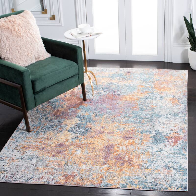 SAFAVIEH Crystal Friedoline Modern Abstract Distressed Rug - 4' x 5'7" - Gold/Blue