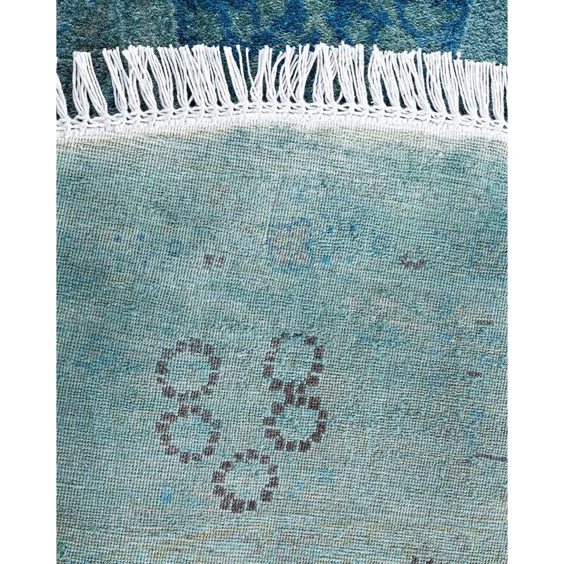 Contemporary Overdyed Wool Hand Knotted Round Area Rug - 6' 1" x 6' 1"