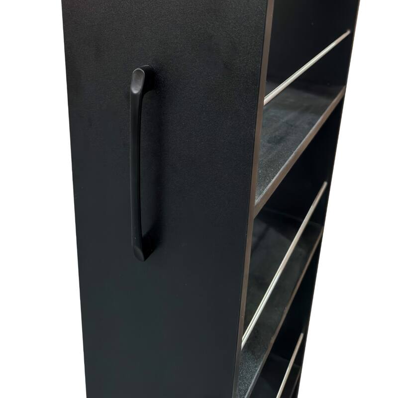 Anmytek Slim Rolling Storage Cabinet with Wire Shelves and Casters Black Kitchen Pantry Cart