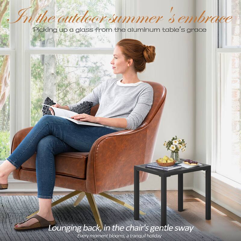 VredHom Outdoor Aluminum Patio Side Table - 18.1 in L * 13.8 in W * 15.7 in H