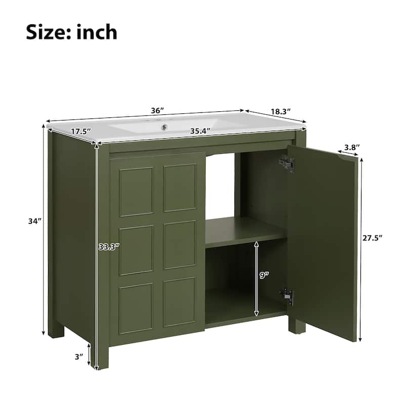 36 "Ceramic Sink Bathroom Vanity Set with Storage Cabinet Organizer‌.