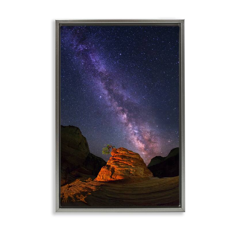 Stupell Milky Way Stars over Canyon Framed Floater Canvas Wall Art Design By Royce Bair - 21 x 31 - Grey