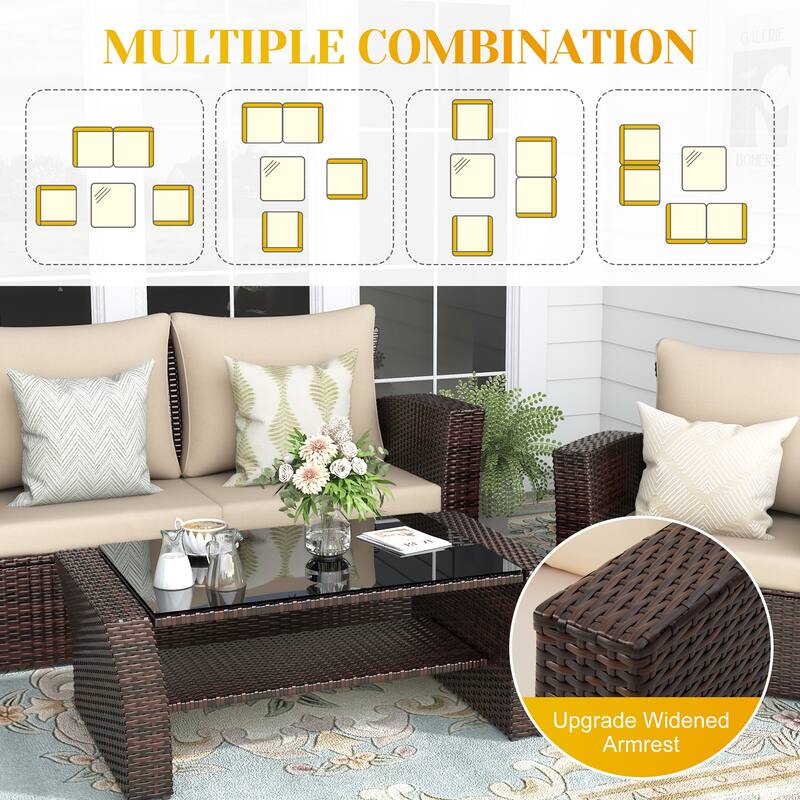 Royalcraft 4 Piece PE Rattan Wicker Outdoor Patio Furniture Set