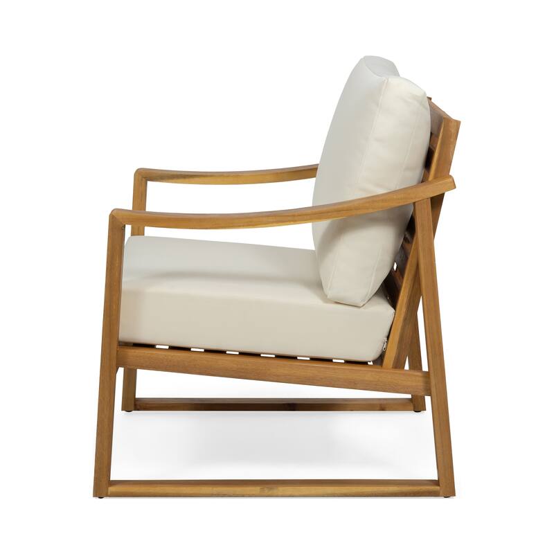 Samwell Outdoor Acacia Club Chairs w/ Water-resistant Cushions (Set of 2) by Christopher Knight Home