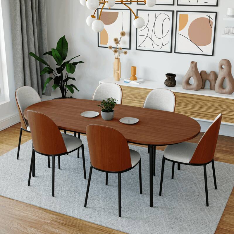 Dining Chair with Upholstered Seat and Back Side Chair with MDF Wood Frame in Black Steel