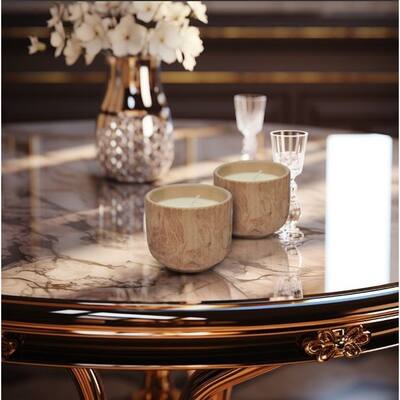 Set of Two 8oz Terra Cotta Floral Ceramic Candles
