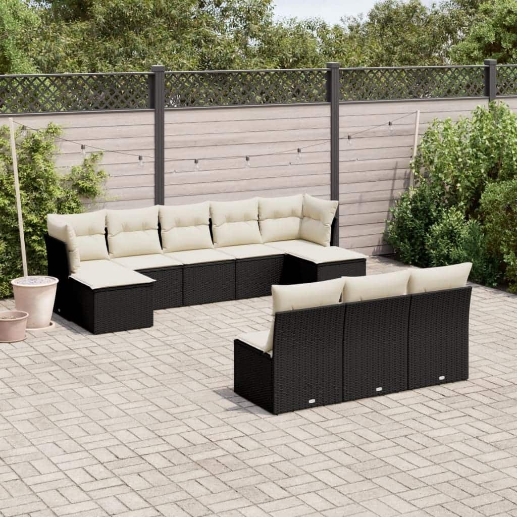 vidaXL Garden Sofa Set Black - 21.7 x 21.7 x 14.6