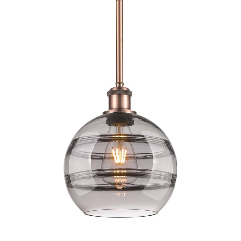 Innovations Lighting 516-1S-10-8 Rochester Pendant Rochester 8" Wide - Antique Copper / Light Smoke