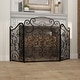 preview thumbnail 11 of 14, Black Metal Foldable Mesh Netting 3 Panel Scroll Fireplace Screen
