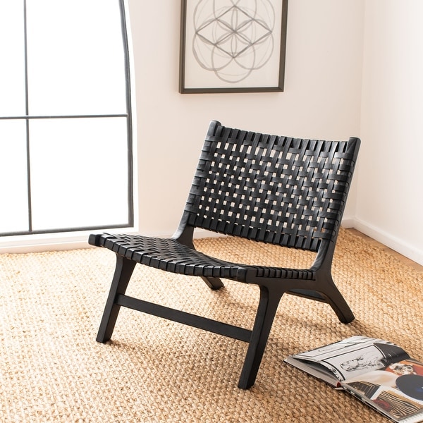 Safavieh soleil leather discount woven accent chair