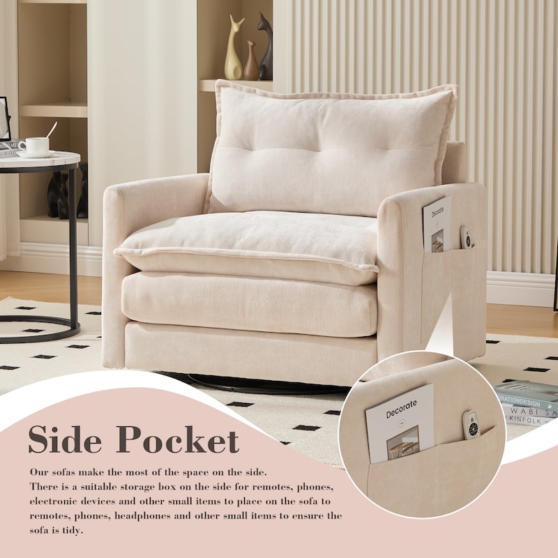 GDFStudio - Chenille 36.22" Swivel Barrel Chair