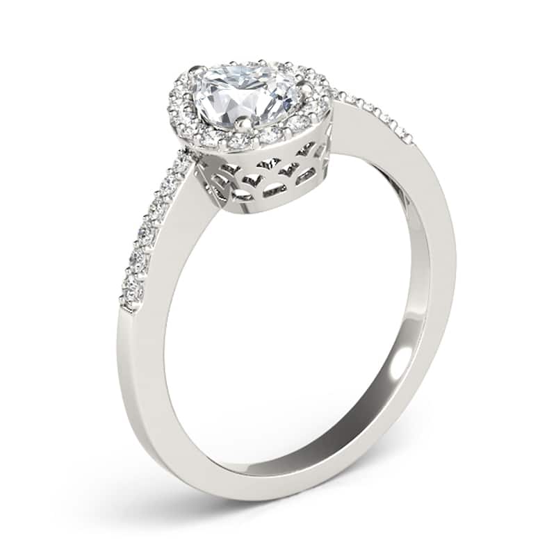 Auriya 14k White Gold Lab Grown Pear Diamond Halo Engagement Ring 0.50 to 5.00 ct. tw. (F-G VS)