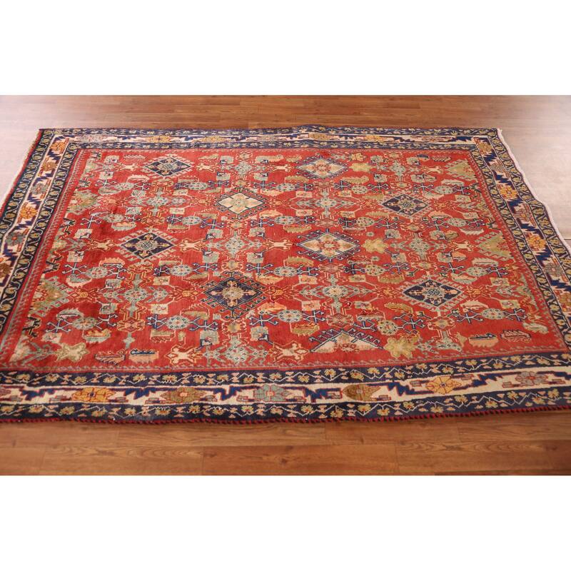 Hand Knotted Oriental 100% Wool Carpet Traditional All-Over Oranges & Rust Kashkoli Area Rug - 7' 8'' X 5' 0''