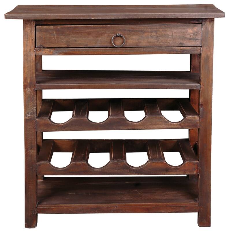 Antique Wooden Console Table with Pull Drawer - 24.5" - Brown