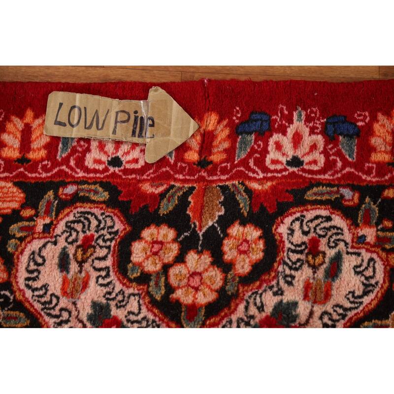 Red Medallion Kerman Persian Vintage Area Rug Handmade Wool Carpet - 9'2"x 12'8"
