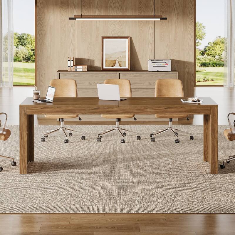 6.56 ft Conference Table, Modern Rectangular Meeting Seminar Table