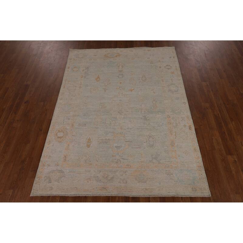 Turkish Oushak Vegetable Dye Area Rug Handmade Wool Carpet - 5'0"x 6'10"