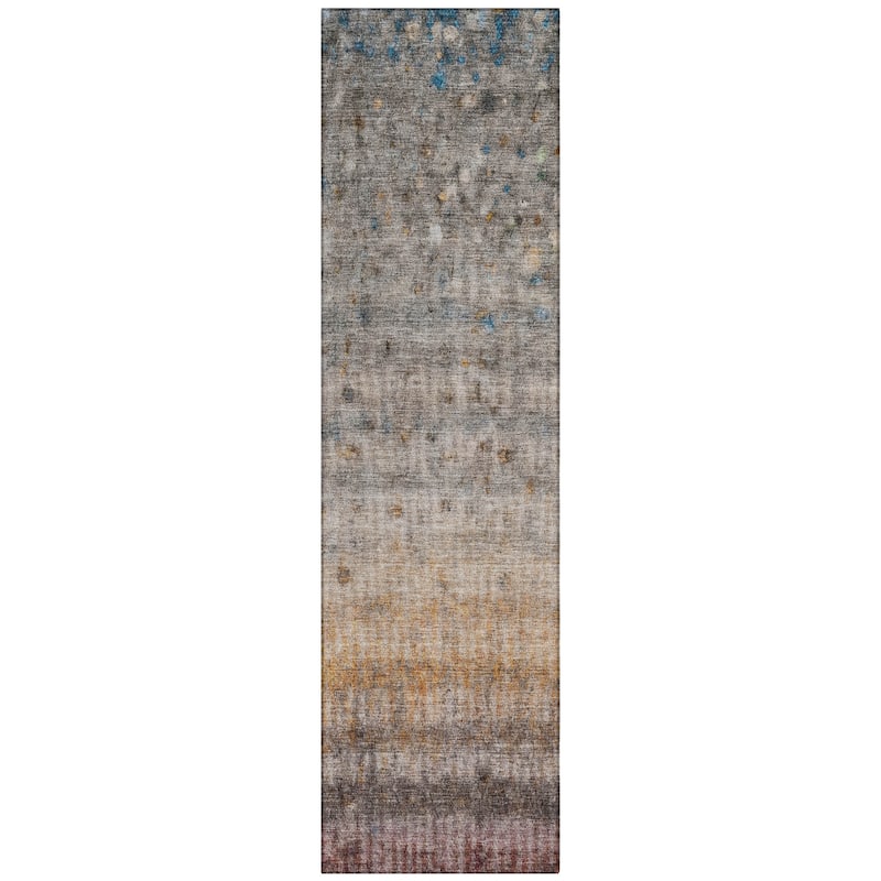 Machine Washable Indoor/ Outdoor Ombre Stripes Chantille Rug