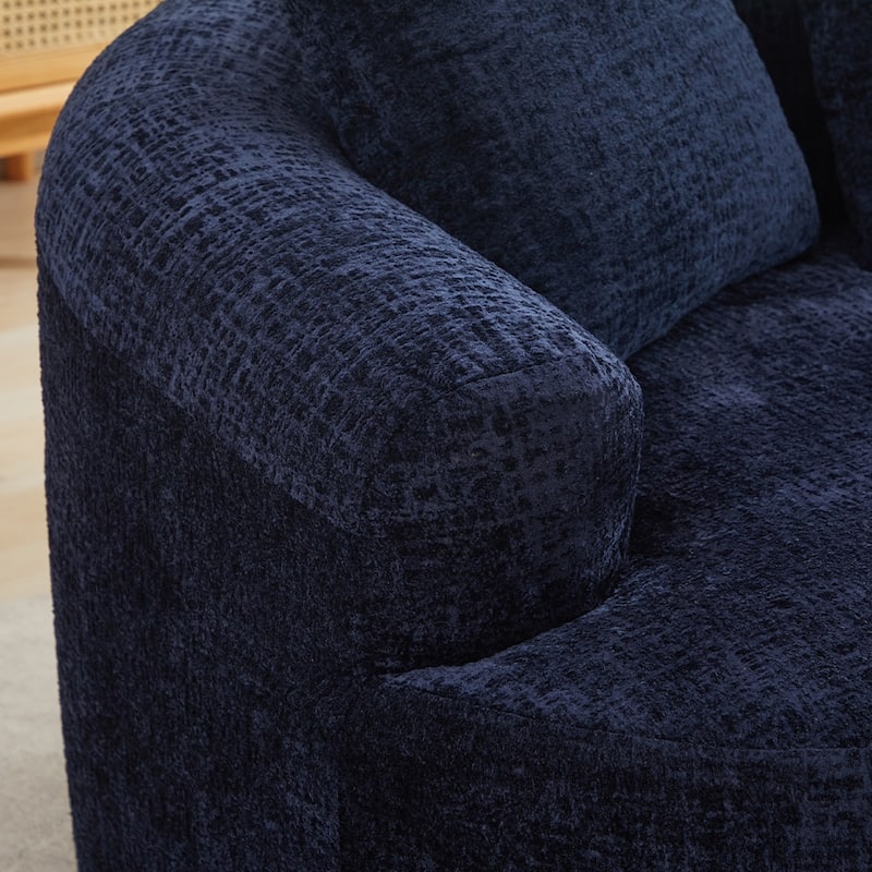 Curved Loveseat 2-Seater Sofa Couch for Living Room, Blue Minimalist Sleeper Sofa Couch with Pillows