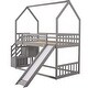 preview thumbnail 11 of 13, Modern Design Twin over Twin Bunk Bed with Convertible Slide and Storage Staircase,Wood House Bed with Roof