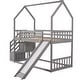 preview thumbnail 11 of 28, Twin House Bunk Bed with Convertible Slide & Storage Staircase, Grey