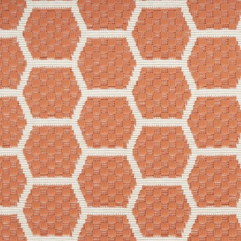 HomeRoots Geometric Modern Runner Outdoor Rug - 10' Runner - Coral/White - 10' Runner