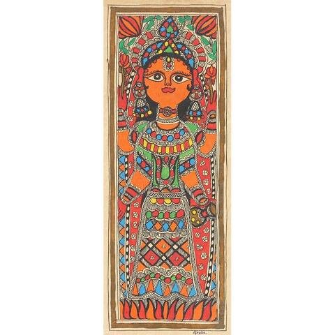 Novica Handmade Goddess Lakshmi Madhubani Painting