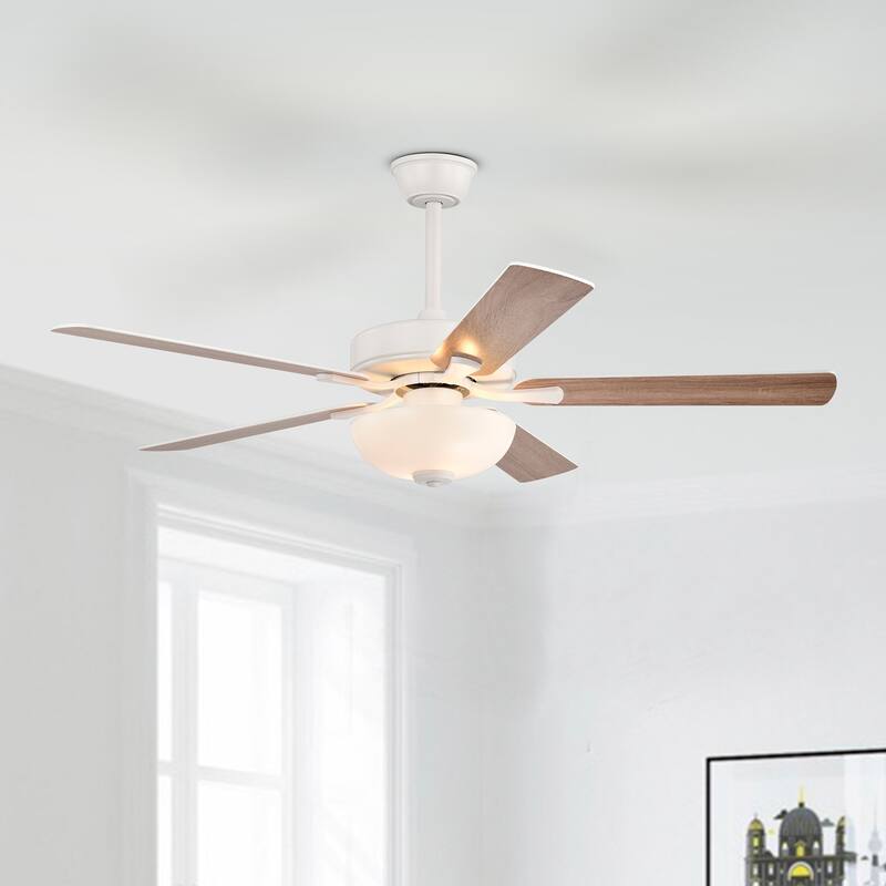 52-in Matte Black/Brushed Nickel/White 5-Blade Indoor Reversible Ceiling Fan with LED Light and Remote Control - 52 inch