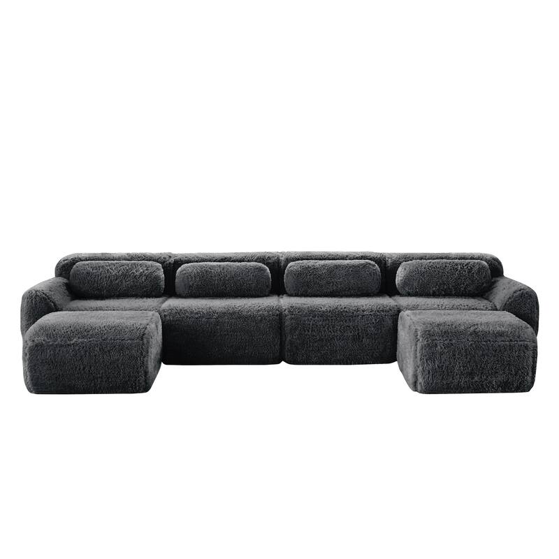 Anmytek Modern Comfortable U-Shaped Boneless Sofa - Free Combination, No Assembly Required, Full-Compression Vacuum Packed