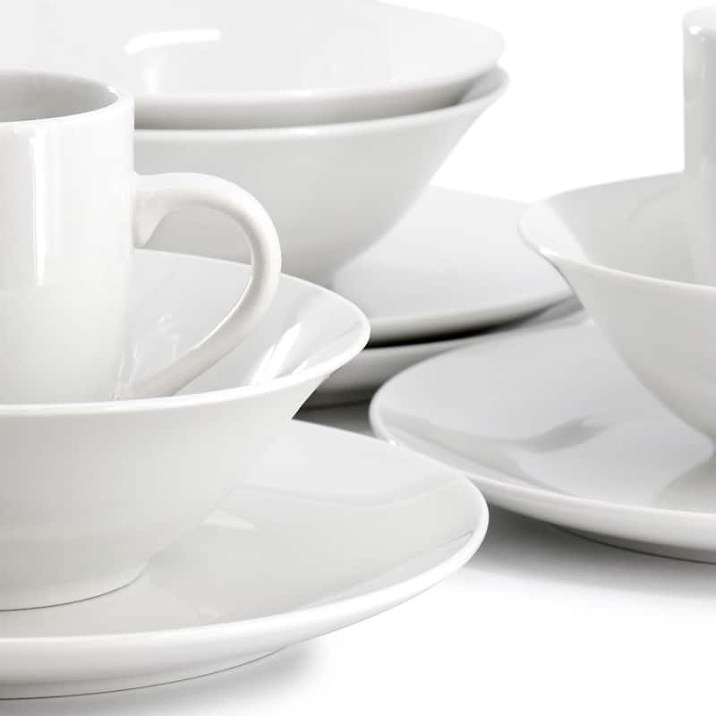 Gibson Home Wintercap 12 Piece Fine Ceramic Dinnerware Set in White